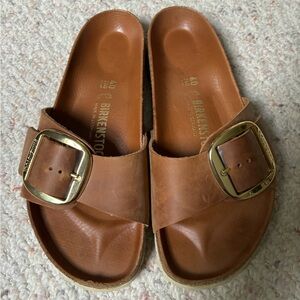 Birkenstock Madrid Big Buckle - Cognac Brown, Gold Buckle